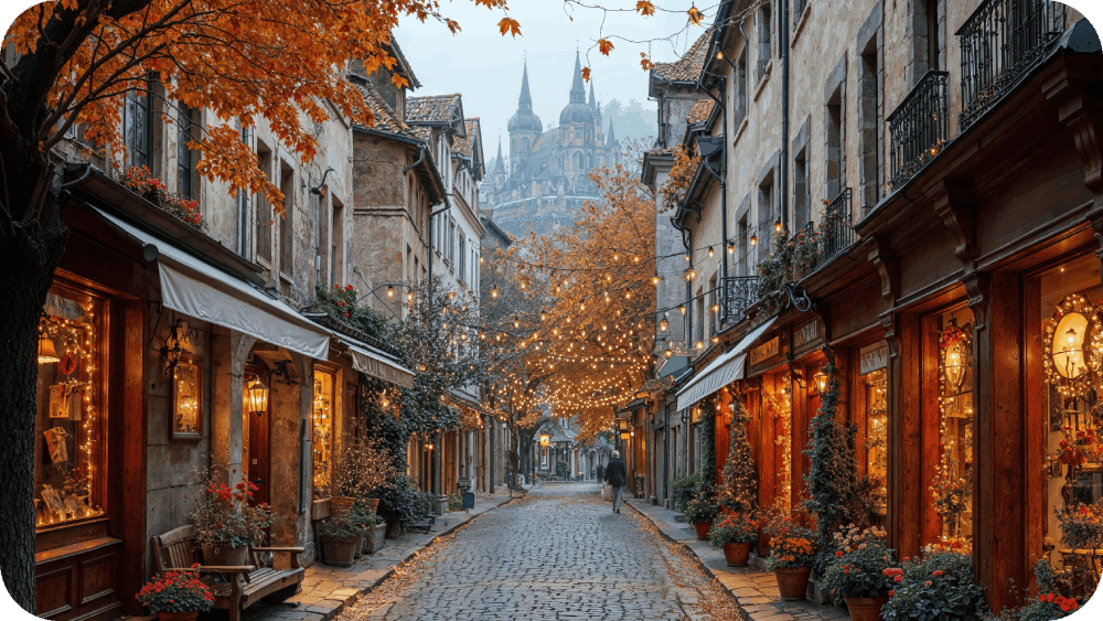 streets of Edinburgh, Scotland in autumn season 