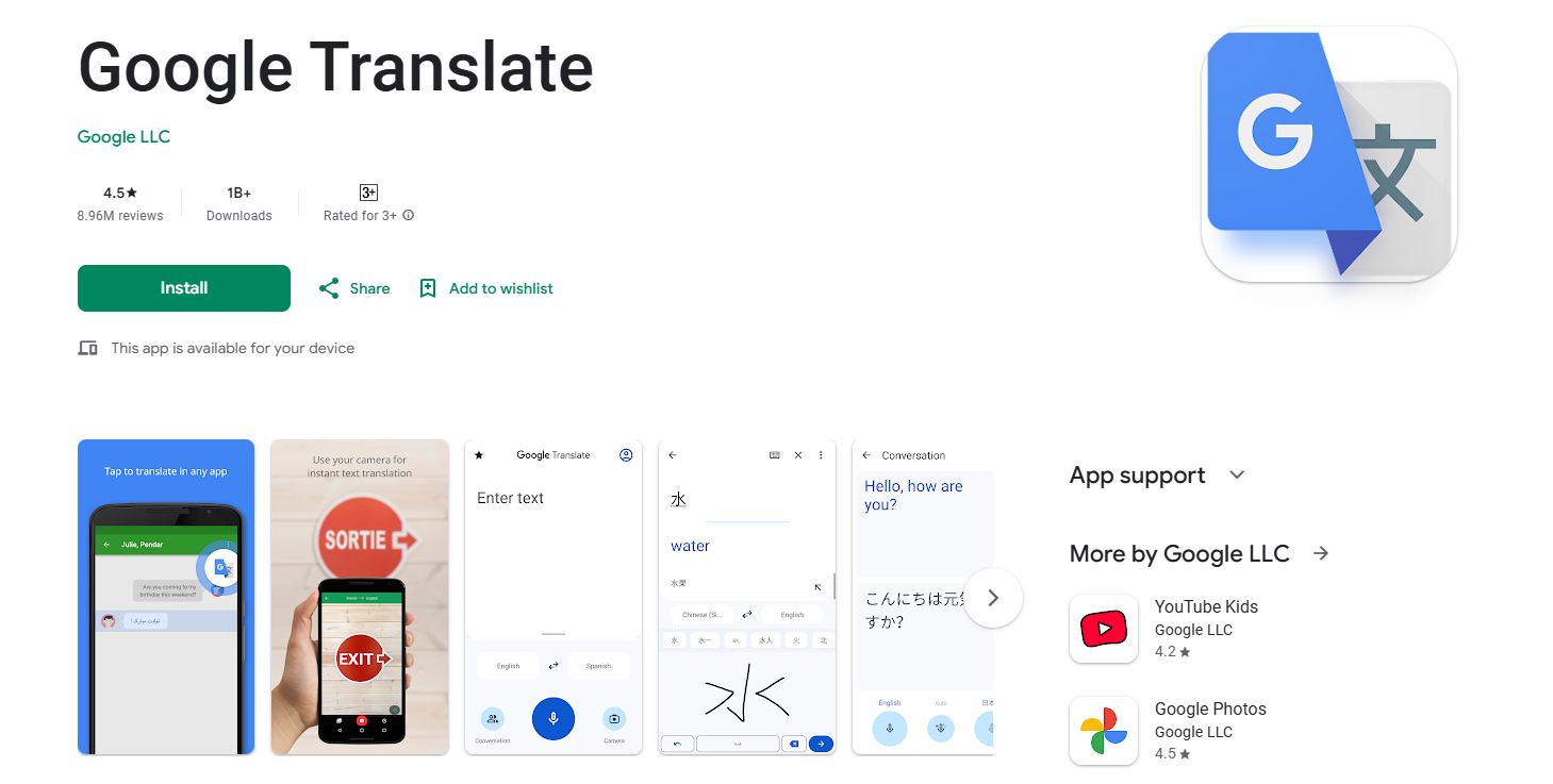 Google Translate Play store