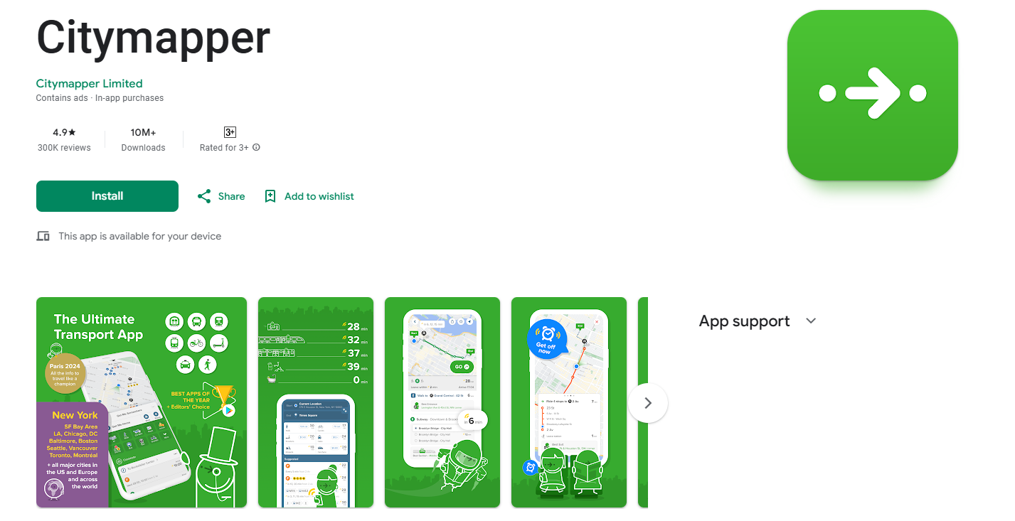 Citymapper Google Play store