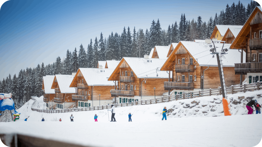 Landscape of ski slope on resort at Austrian Alps