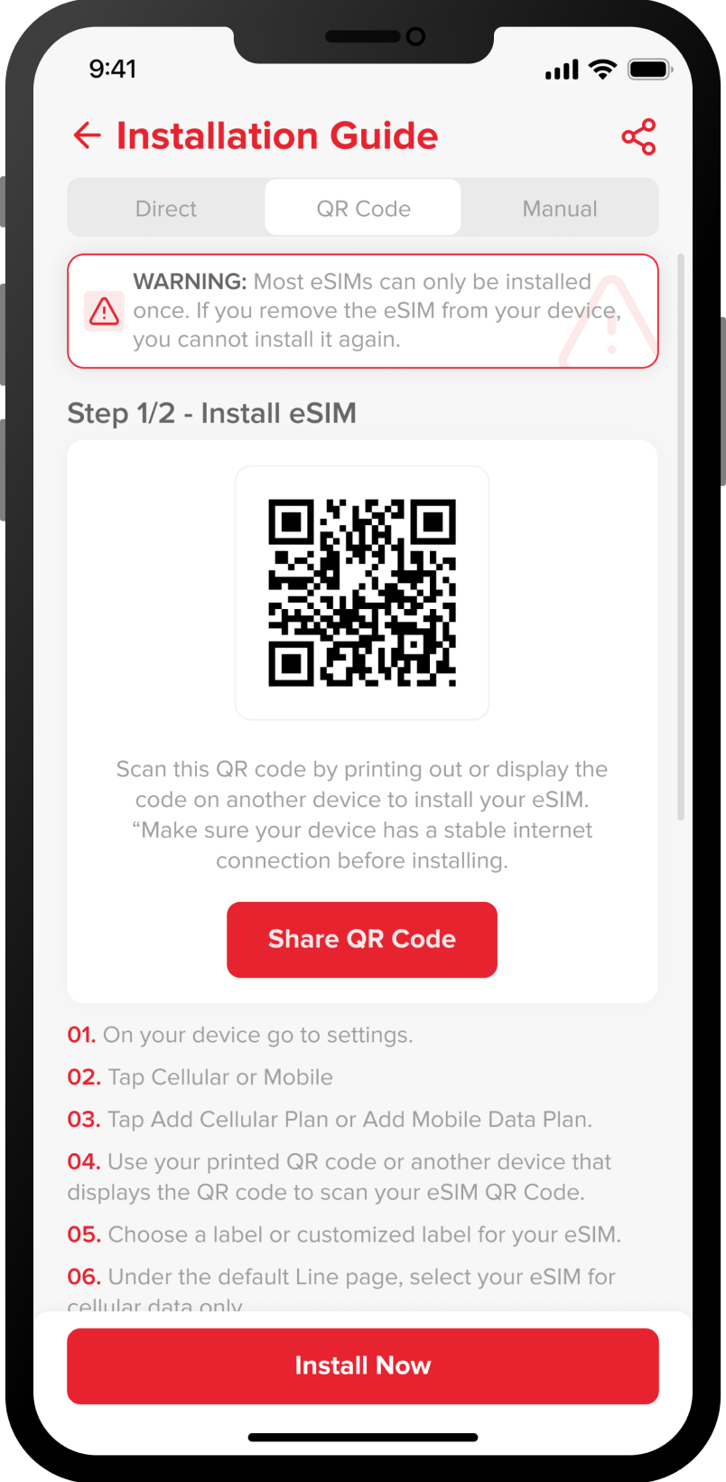 Install an eSim