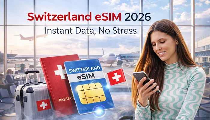 Traveler using eSIM for Switzerland in Zurich